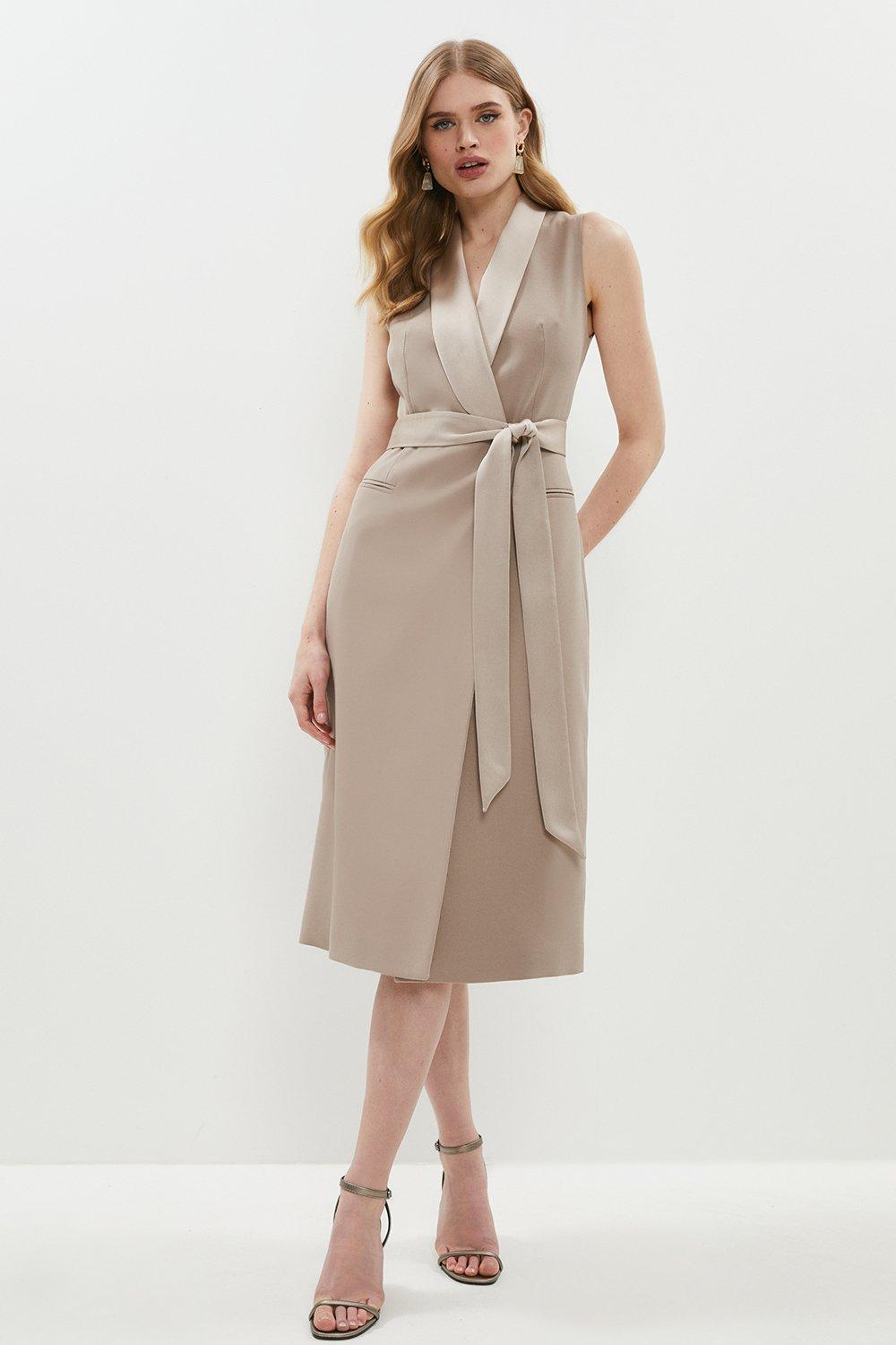 Premium Sleeveless Tuxe Wrap Midi Dress ...